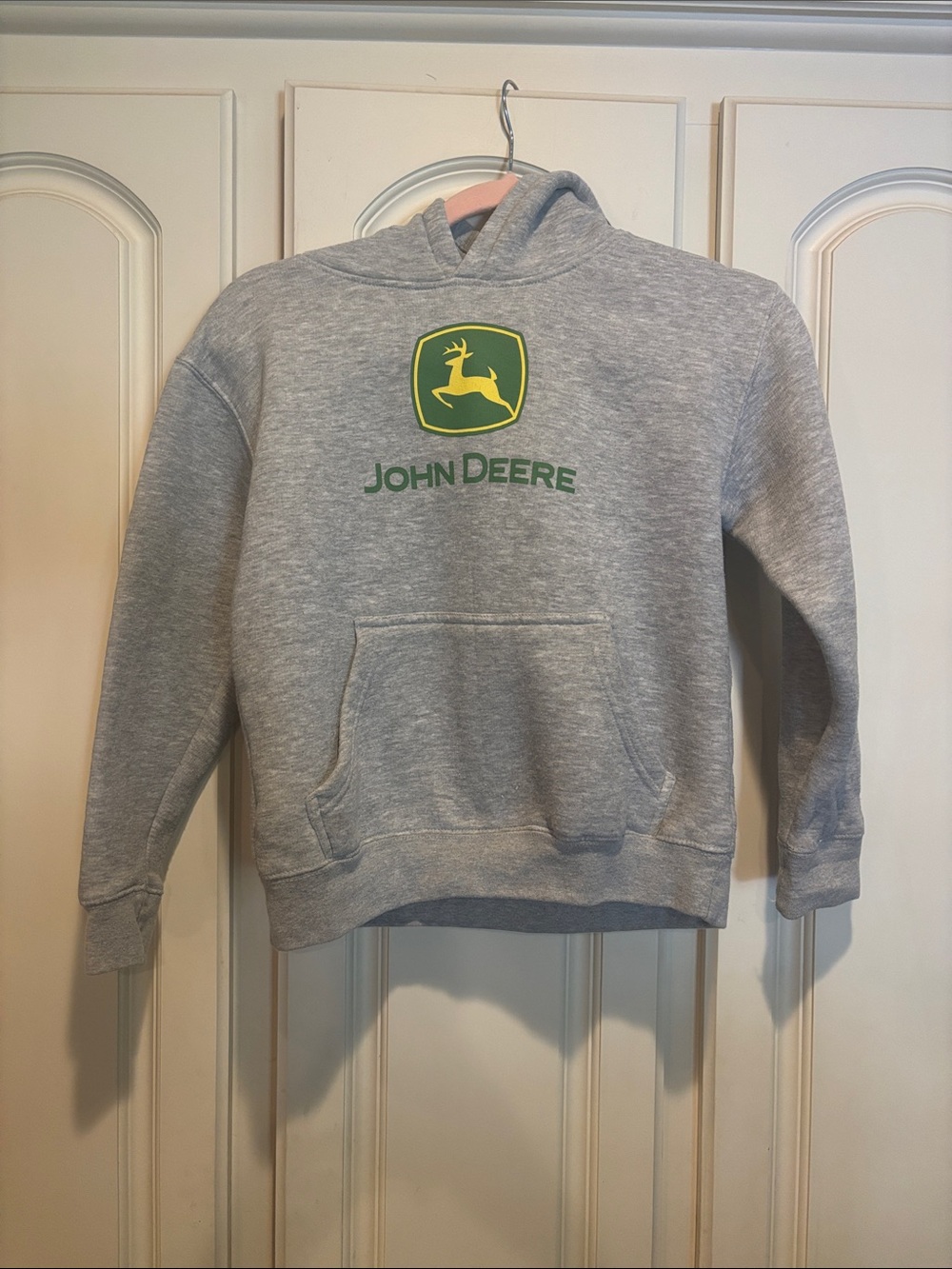 John Deere Gray Crewneck Hoodie with Green & Yellow Logo kids size medium